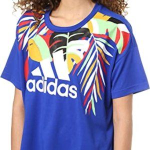 Adidas X Farm Rio Toucan Cropped Blue T-Shirt